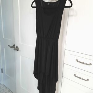 High Low Grecian Dress Black Sleeveless Scoopneck